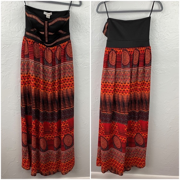 SOLD Sans Souci Tribal cut out Strapless maxi dress - Picture 9 of 9